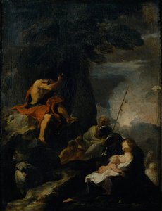 Johannes de Doper predikend in de wildernis door Pierre Louis Cretey or Cretet