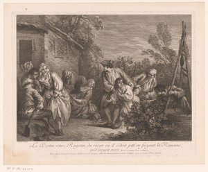Ragotin gevlucht in een rozenstruik door Pierre Louis Surugue