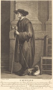 De Blinde Bedelaar door Pierre Louis de Surugue after Jean Siméon Chardin