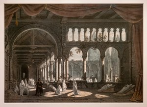 Robert de Duivel, decoraties voor het tweede schilderij van Act III. 1831. Lithografie door Pierre Luc Charles Ciceri