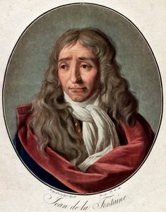 Portret van Jean de La Fontaine (1621-1695), Franse dichter - gravure door Pierre Michel Alix (1762-1817) naar Ambroise Louis Garnerey (1783-1857) door Pierre Michel Alix