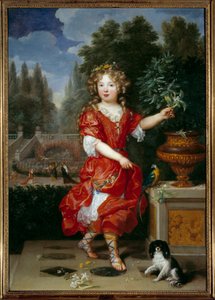 Portret van Mademoiselle de Blois (1666-1739) Marie Anne de Bourbon, dochter van Lodewijk XIV en Mademoiselle de la Vallière, toekomstige prinses van Conti door Pierre Mignard