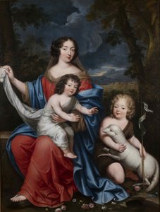 Portret van Madame de Maintenon met de Natuurlijke Kinderen van Lodewijk XIV door Pierre Mignard
