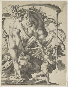 Saturnus en de nimf Philyra door Pierre Milan