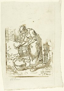 Vrouw die Waterkannen Vult door Pierre Millet