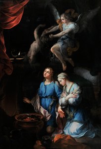 Geschiedenis van Tobias: Eerste huwelijksnacht van Tobias en Sarra door Pierre Parrocel