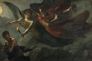 Detail: Gerechtigheid en Goddelijke Wraak Achtervolgen Misdaad door Pierre Paul Prudhon