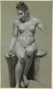 Zittend vrouwelijk naakt door Pierre Paul Prud