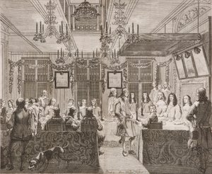 Koning Karel II dineert met Lucy Walter door Pierre Philippe