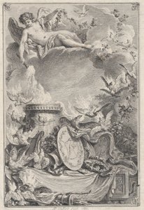 Herdenkingsstuk van een huwelijk door Pierre Philippe Choffard