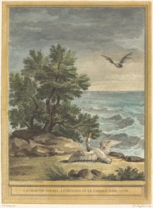 De vleermuis, de struik en de eend door Pierre Philippe Choffard after Jean Baptiste Oudry