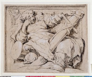 Laag reliëf project voor het baldakijn van de kerk van Santa Maria Assunta di Carignano, voorstellende Esperance