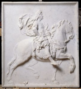 Laag reliëf dat Lodewijk XIV (1638-1715) te paard voorstelt (sculptuur) door Pierre Puget