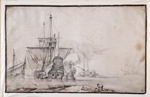 Schip dat het kanon afvuurt