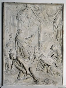 Laag reliëf van de Pest van Milaan - Sint Charles Borromee biddend