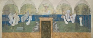 Een voorbereidende schildering voor Les Muses inspiratrices acclament le Génie, Messager de Lumière, 1895 door Pierre Puvis de Chavannes