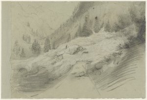 Lawine in een Alpenlandschap door Pierre Puvis de Chavannes