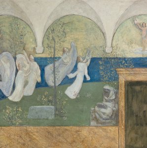 Detail van een voorbereidende schildering voor Les Muses inspiratrices acclament le Génie, Messager de Lumière
