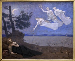 Le Reve (hij ziet in zijn slaap Liefde, Glorie en Rijkdom verschijnen) door Pierre Puvis de Chavannes