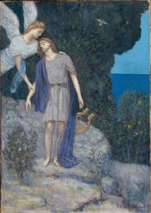 "De dichter en zijn muze" door Pierre Puvis de Chavannes