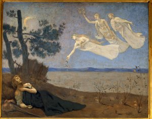 De droom. Schilderij door Pierre Puvis De Chavannes (1824-1898)