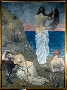 Jonge meisjes aan zee door Pierre Puvis de Chavannes