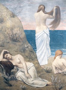 Jonge meisjes aan zee door Pierre Puvis de Chavannes