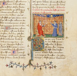 Detail van een pagina uit "De Proprietatibus Rerum" door Bartholomeus Anglicus, in de Franse vertaling van Jean Corbechon, ca. 1390