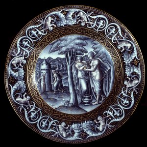 Venus en Psyche Plaat in email geschilderd door Pierre Reymond door Pierre Reymond