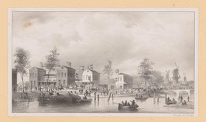 Stationsgebouwen van de Rijnspoorweg in Amsterdam door Pierre Tetar van Elven (possibly)