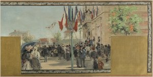 Schets voor het stadhuis van Bagnolet: Zomer. Het feest van Bagnolet op de dag van de kroning van de rozenkoningin door Pierre Vauthier