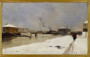 De lage haven van de Tolbiac-brug tijdens de overstroming door Pierre Vauthier