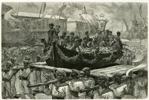 De processie van de Cirio aan de vooravond van Allerheiligen, religieus en populair, het beeld van de Maagd wordt door de stad vervoerd op de kano van een schip dat in 1793 is verdwenen, waarvan de overlevenden ex-voto de Wonderbaarlijke Maagd aanboden. Gr door Pierre Vignal