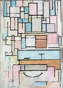 Compositie met kleurvlakken: Gevel door Piet Mondrian