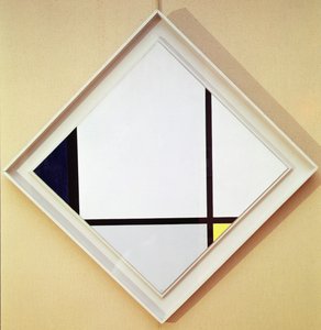 Tableau No I: Ruit met Drie Lijnen en Blauw, Grijs en Geel door Piet Mondrian