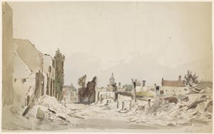 De ruïnes te Bodegraven na de brand van juni 1870