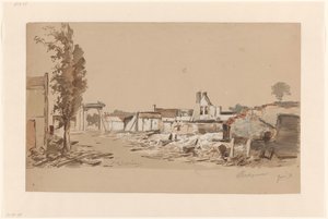 Ruïnes van Bodegraven na de brand van 31 mei 1870 door Piet Schipperus