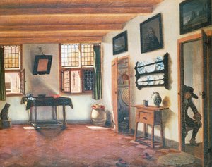 Interieur van Nederlands huis, ca. 1670, schilderij door Pieter Janssens Elinga (1623-1683) door Pieter Janssens