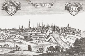 Panorama van Münster, Duitsland door Pieter (after) Nolpe