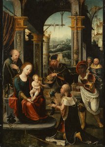 De Aanbidding der Koningen door Pieter (attr. to) Coecke van Aelst
