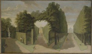 Uitzicht op de Bagnio en Comed Building steegjes, Chiswick Villa door Pieter Andreas Rysbrack