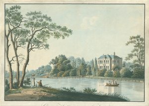 Gezicht op huis Over Holland met theekoepel aan de Vecht te Nieuwersluis