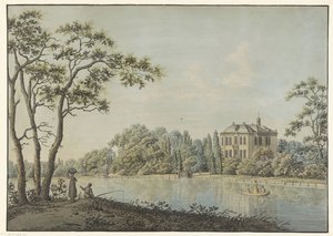 Gezicht op huis Over Holland met theekoepel aan de Vecht te Nieuwersluis