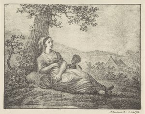 Rustende vrouw bij boom
