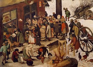 De volkstelling in Bethlehem (detail) door Pieter Bruegel the Elder
