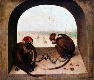 Twee apen door Pieter Bruegel the Elder