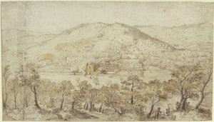 Zuidelijk heuvellandschap met kloostergebouwen door Pieter Brueghel the Elder