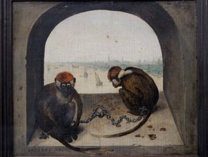 Twee geketende apen