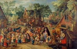 Het Pinksterbruidsspel, ca. 1620 door Pieter Brueghel the Younger