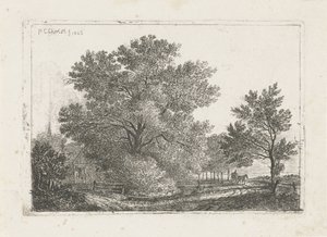 Landschap met grote boom door Pieter Casper Christ